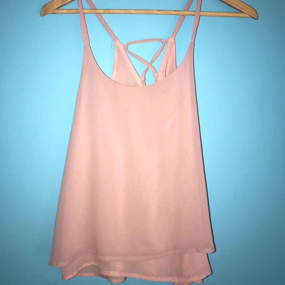 Rose pink shirt with strings in the back